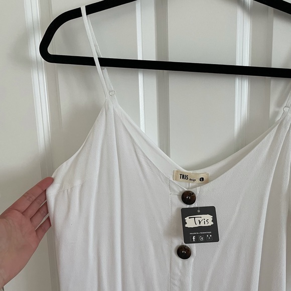 Strappy Brown Button Summer Dress - Picture 2 of 4